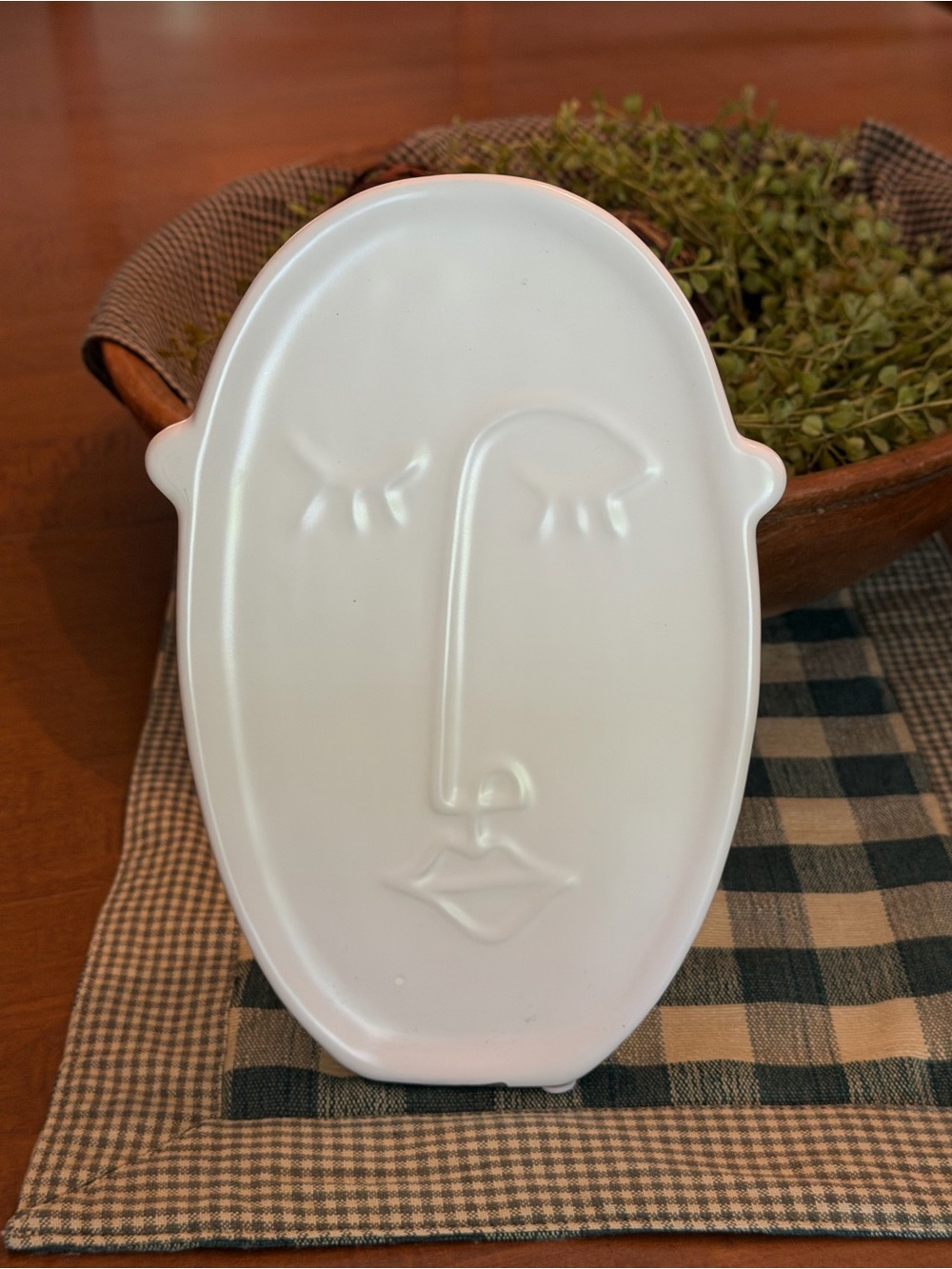 Modern White Ceramic Face Vase